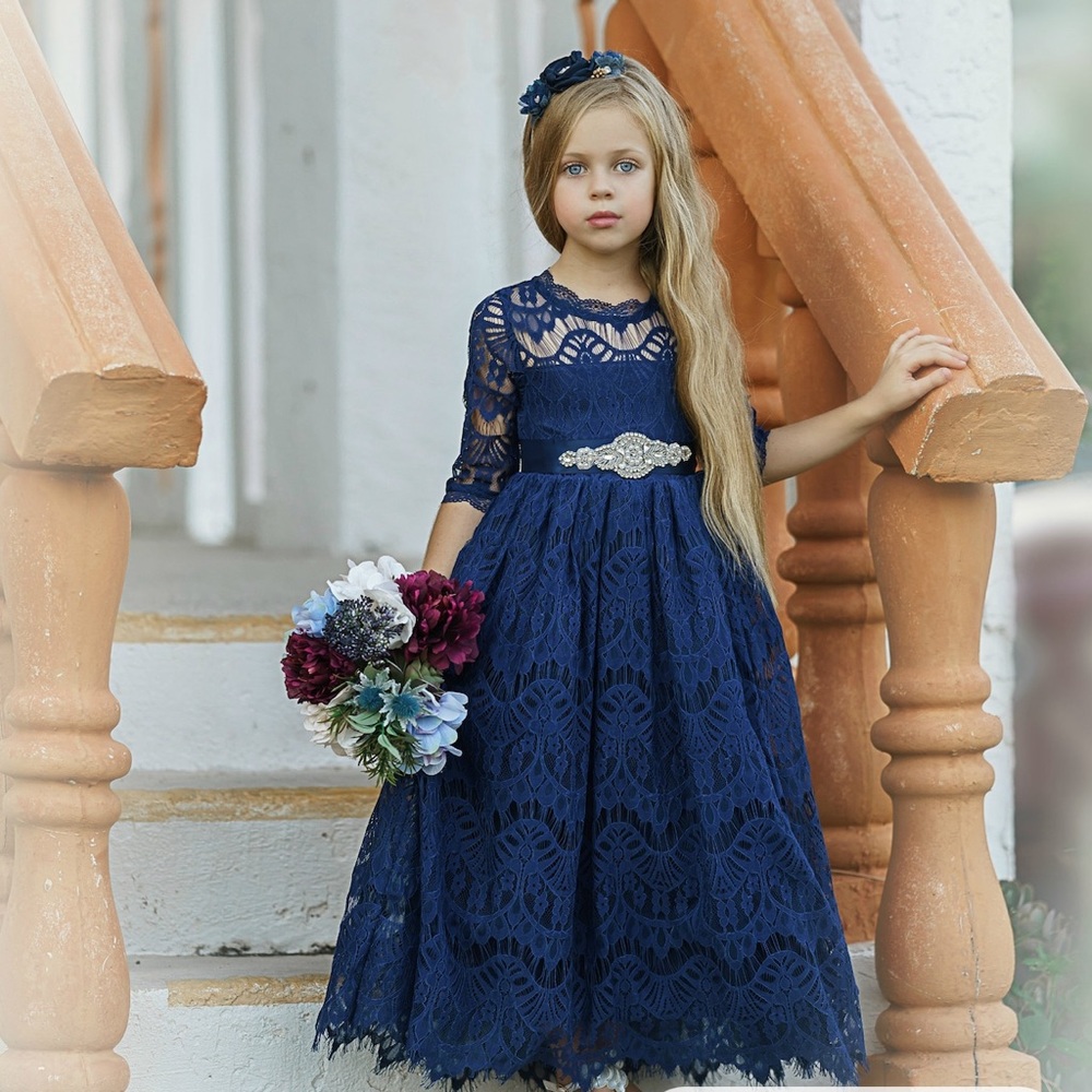 Navy lace dress dress size 7 years